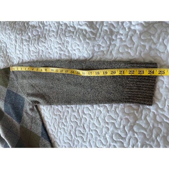 Fisherman Out Of Ireland Men's lambswool Argyle Sweater Size M gray blue 1/4 zip - Picture 13 of 14